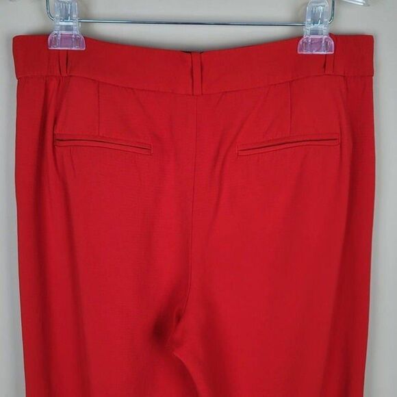 A.L.C. Size 8 Russel Cropped Button Fly Crepe Pants Trousers Red - Picture 6 of 12